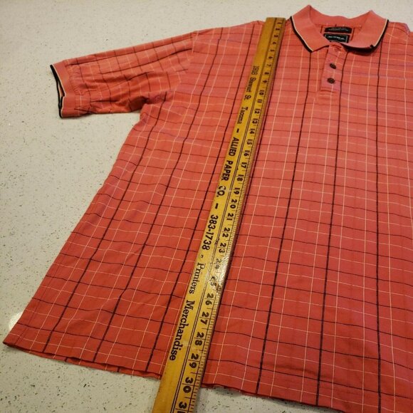 Bolle Men Golf Red Black Check Short Sleeve Polo Golf Shirt Size Medium cotton - Picture 5 of 8